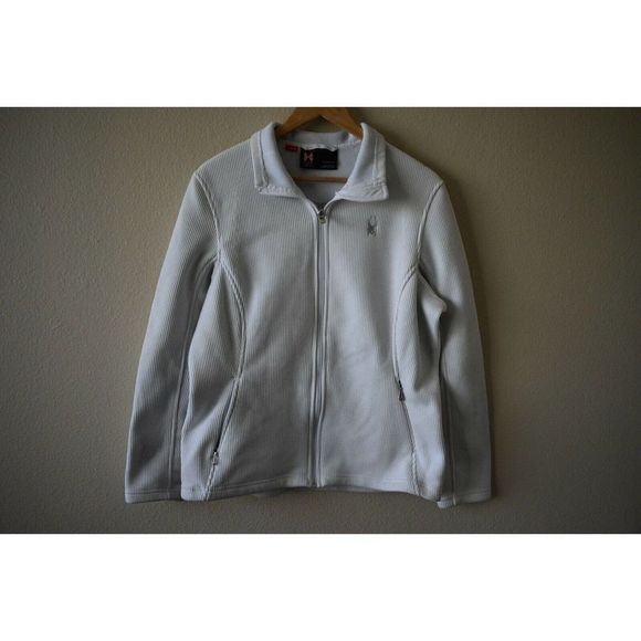 Women’s White Spyder Core Sweater Zip Up Jacket Size XL Stains - Picture 2 of 9